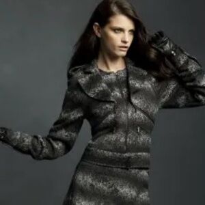 Karl Lagerfeld for Impulse Wool Blend Tweed Moto Stripe Jacket size S
